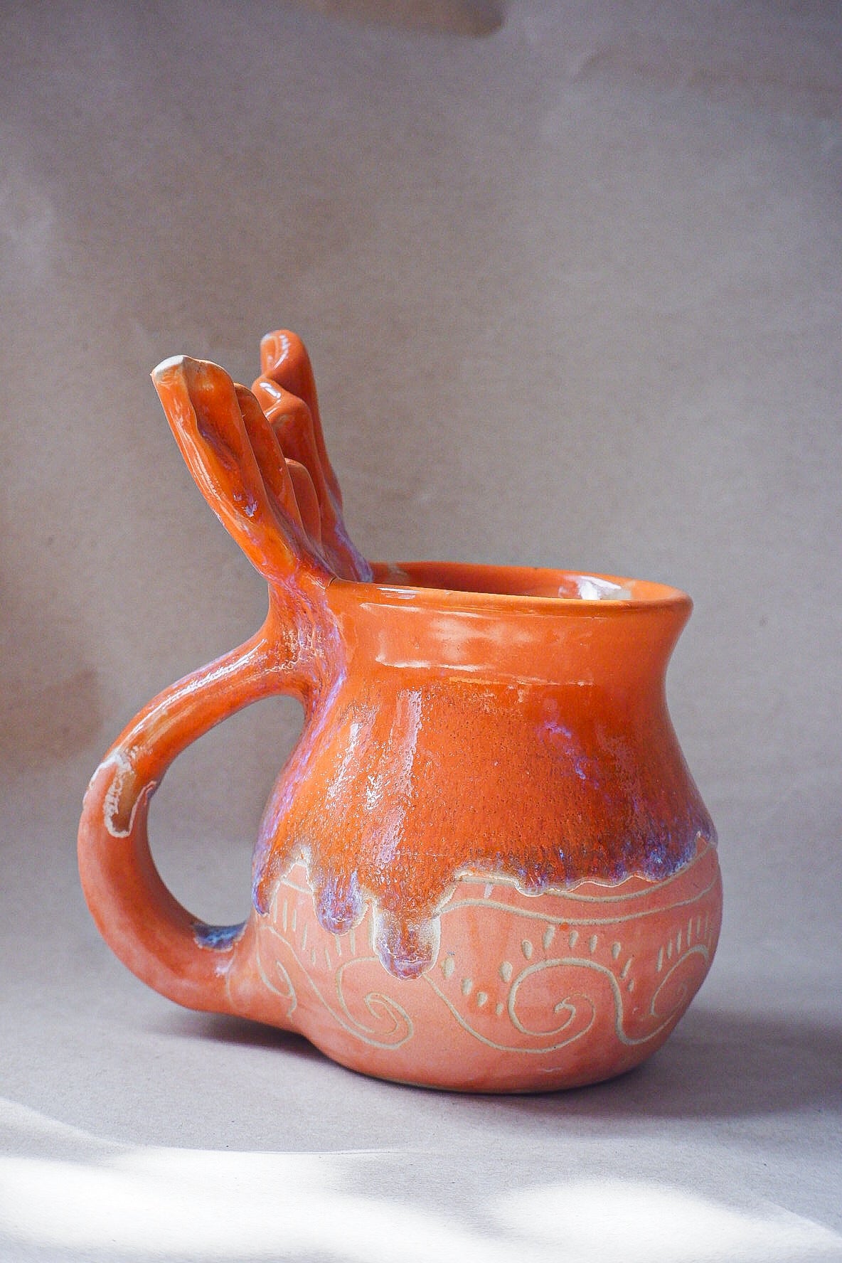 Sunset Iridescent Drippy Mermug (Discounted)