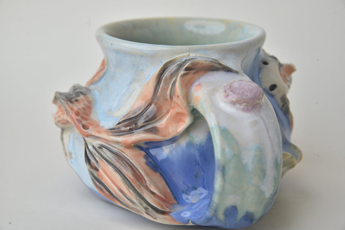 Koi Fish in Cobalt blue & Pink Pastels 01