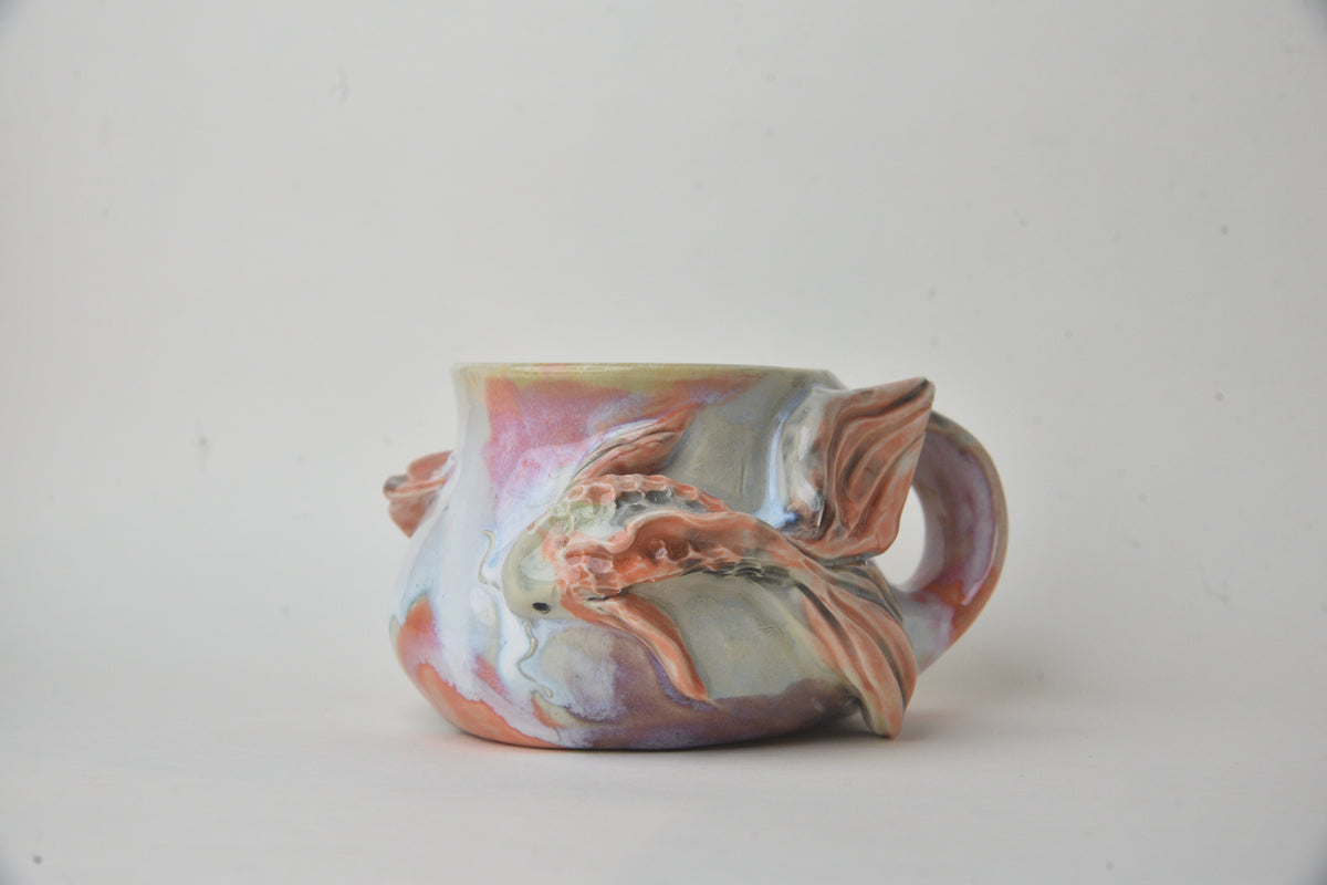 Koi Fish in Light Jade & Rose Pink Pastels 05