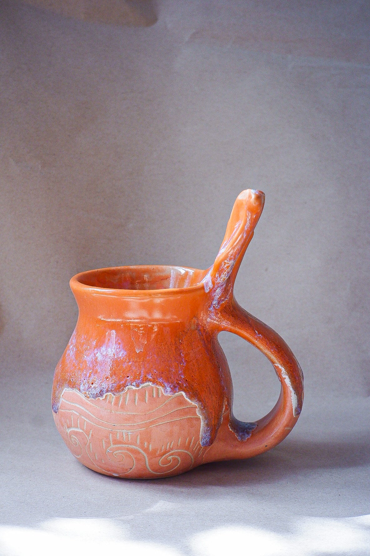 Sunset Iridescent Drippy Mermug (Discounted)