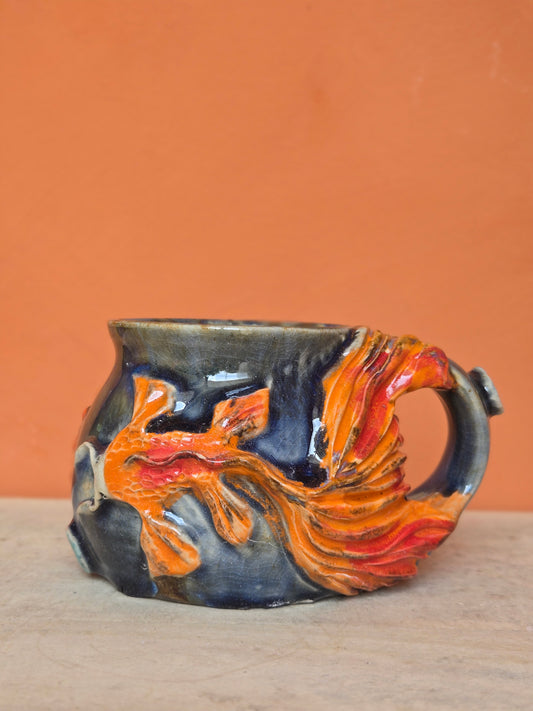 🟠🔴 Orange & Red Koi with water lily (discounted)✨️