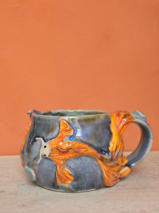 🟠 Orange & Red Koi with water lilies (discounted)