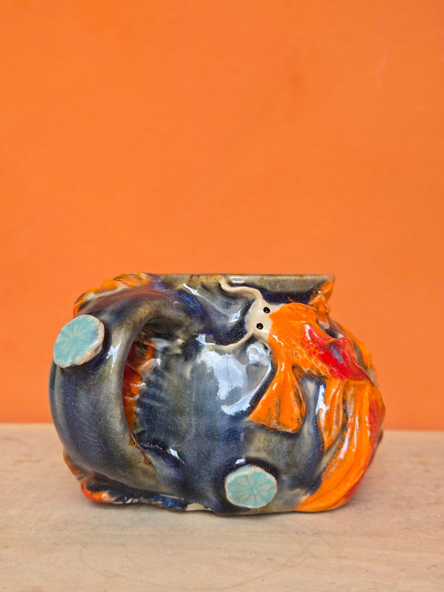🟠🔴 Orange & Red Koi with water lily (discounted)✨️