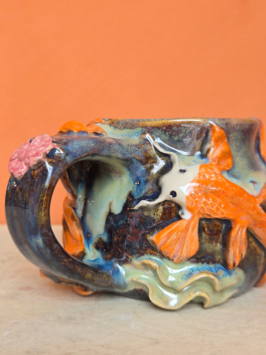 Orange Koi with lotus bloom ✨️🟠