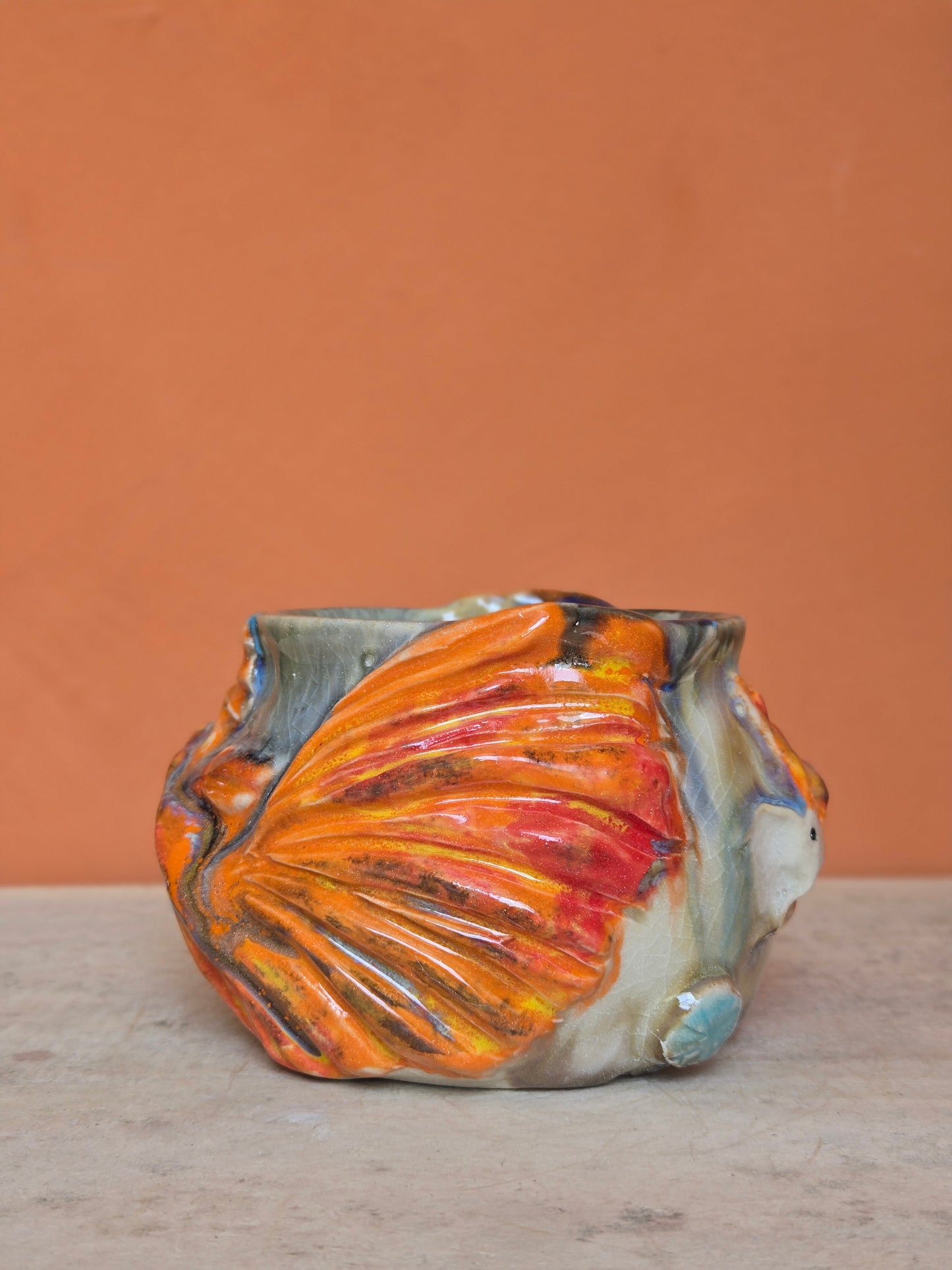 🔴 🟠 Orange & Red Koi with water lily (discounted)