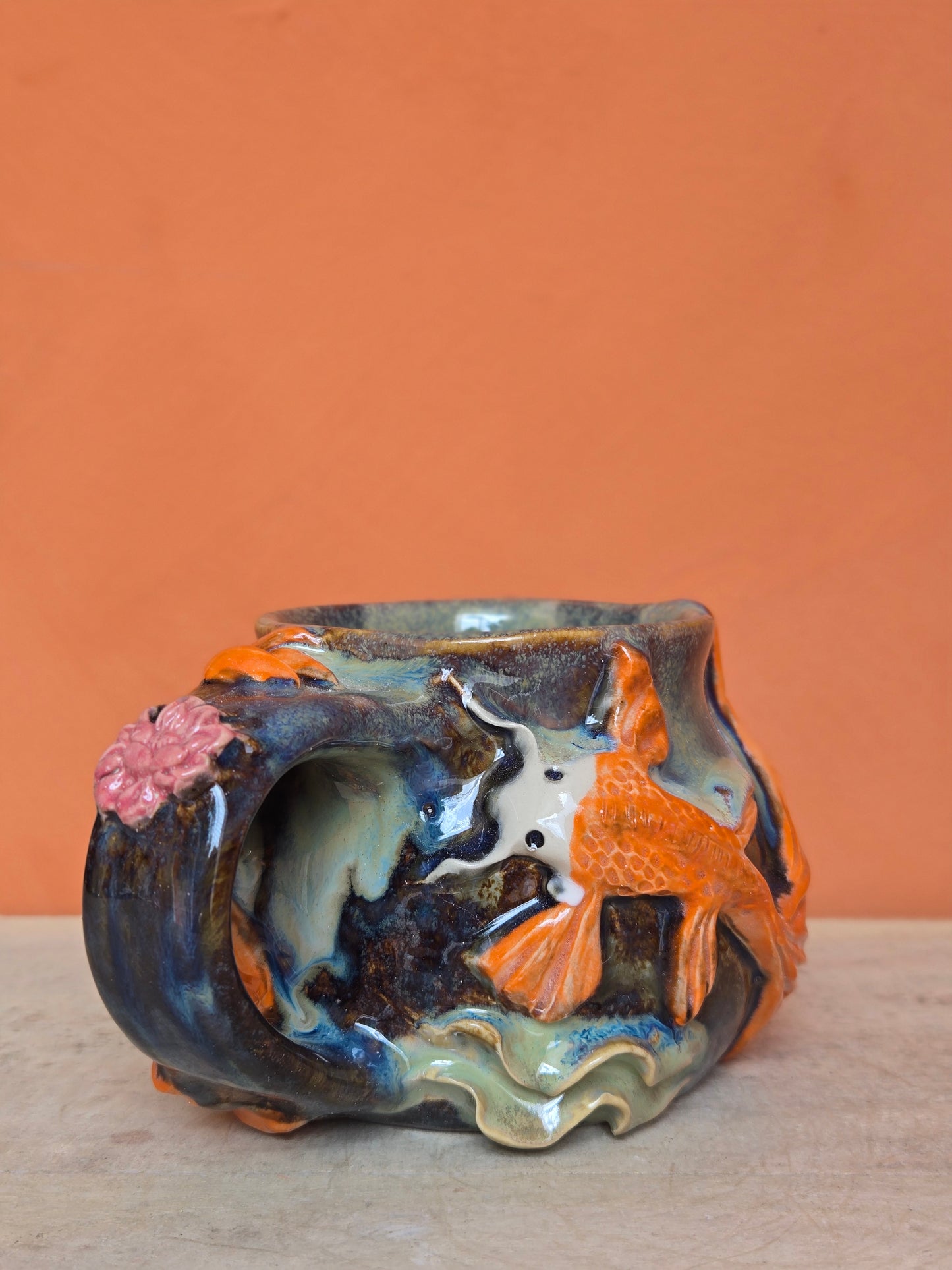 Orange Koi with lotus bloom ✨️🟠