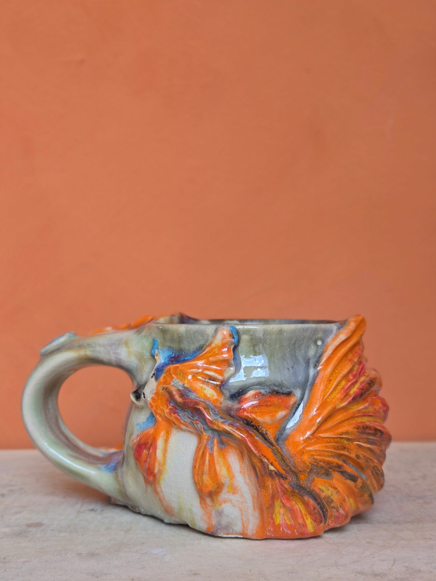 🔴 🟠 Orange & Red Koi with water lily (discounted)