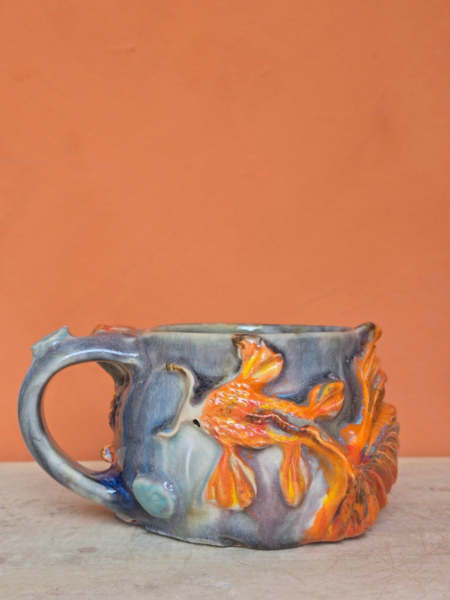 🟠 Orange & Red Koi with water lilies (discounted)