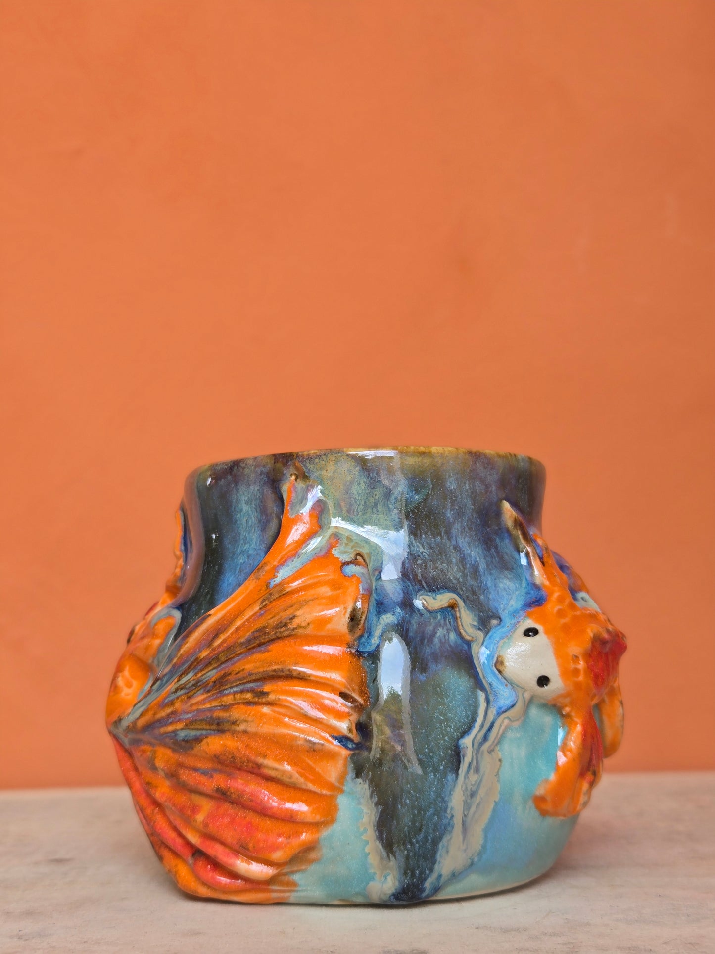 🟠🔴 Orange & Red Koi with water lily and corals ✨️