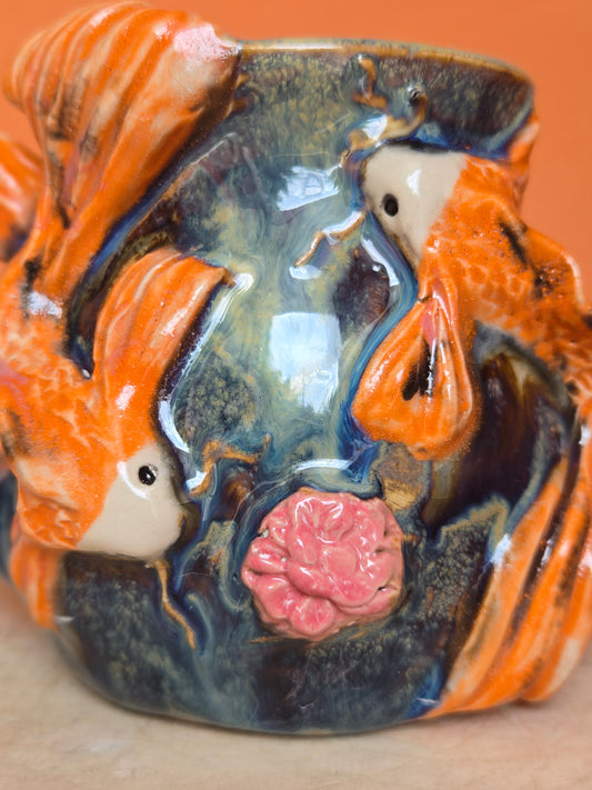 🔴yin yang with lotus bloom, corals and water lilies