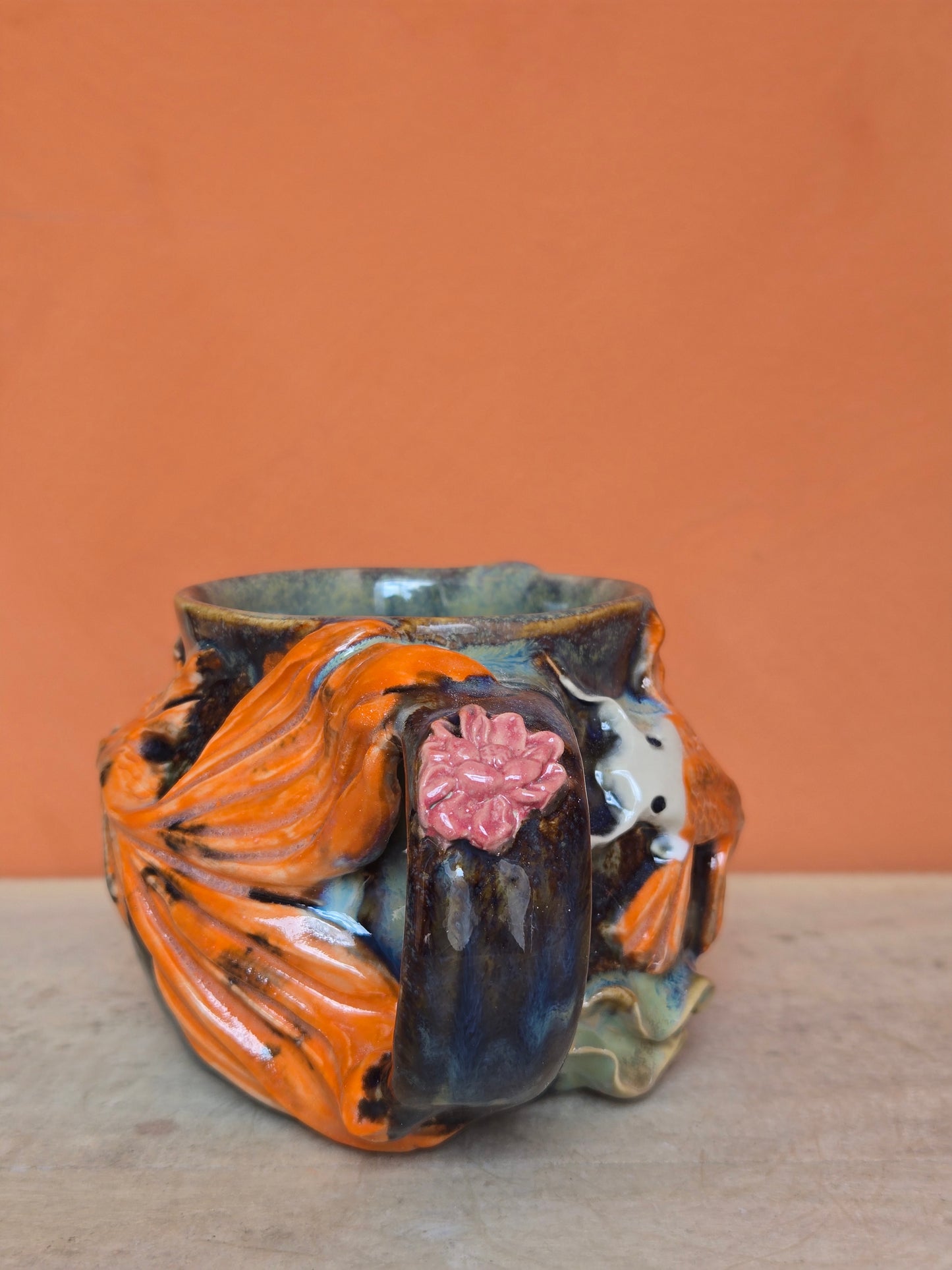 Orange Koi with lotus bloom ✨️🟠