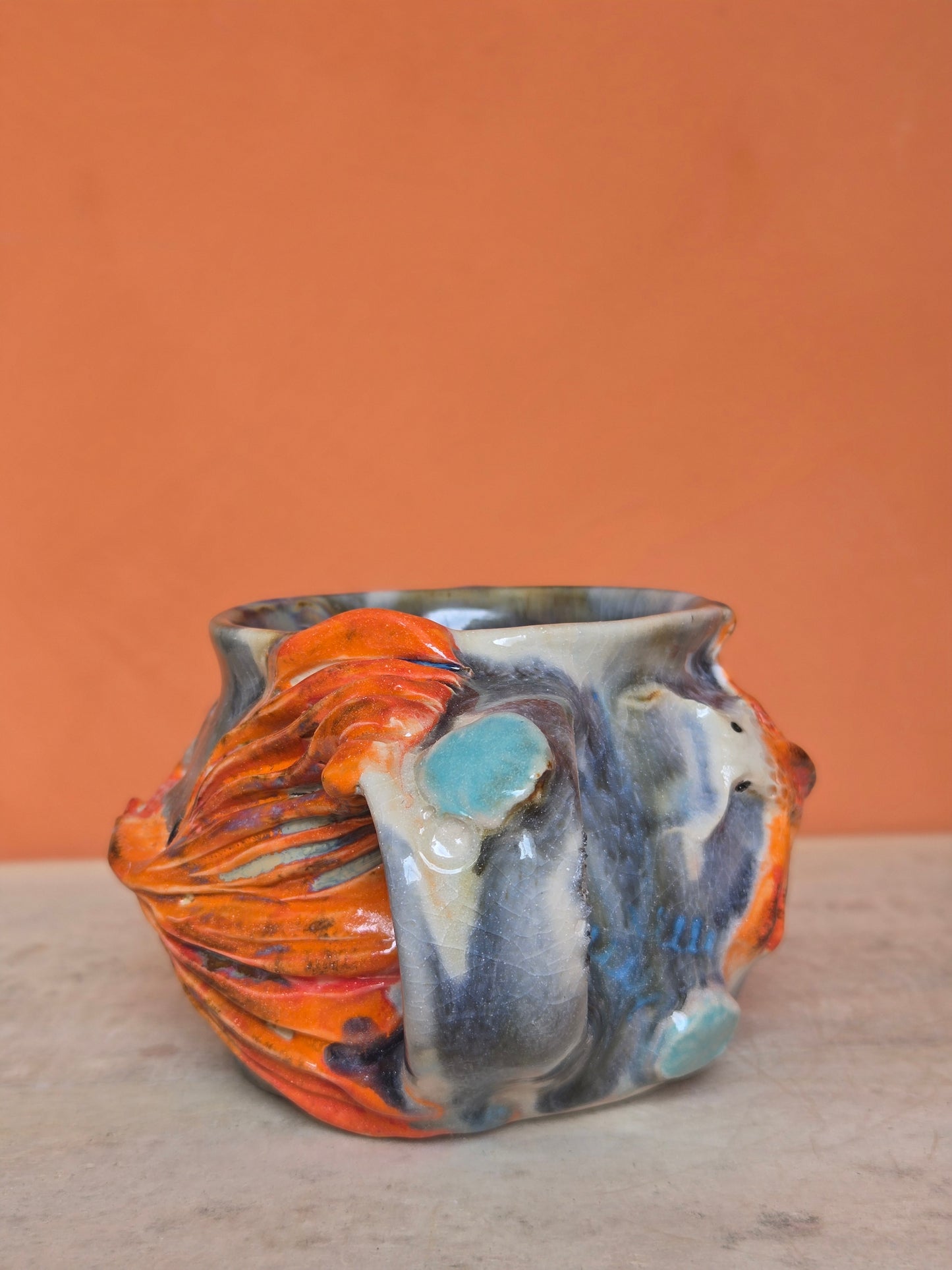 🟠 Orange & Red Koi with water lilies (discounted)