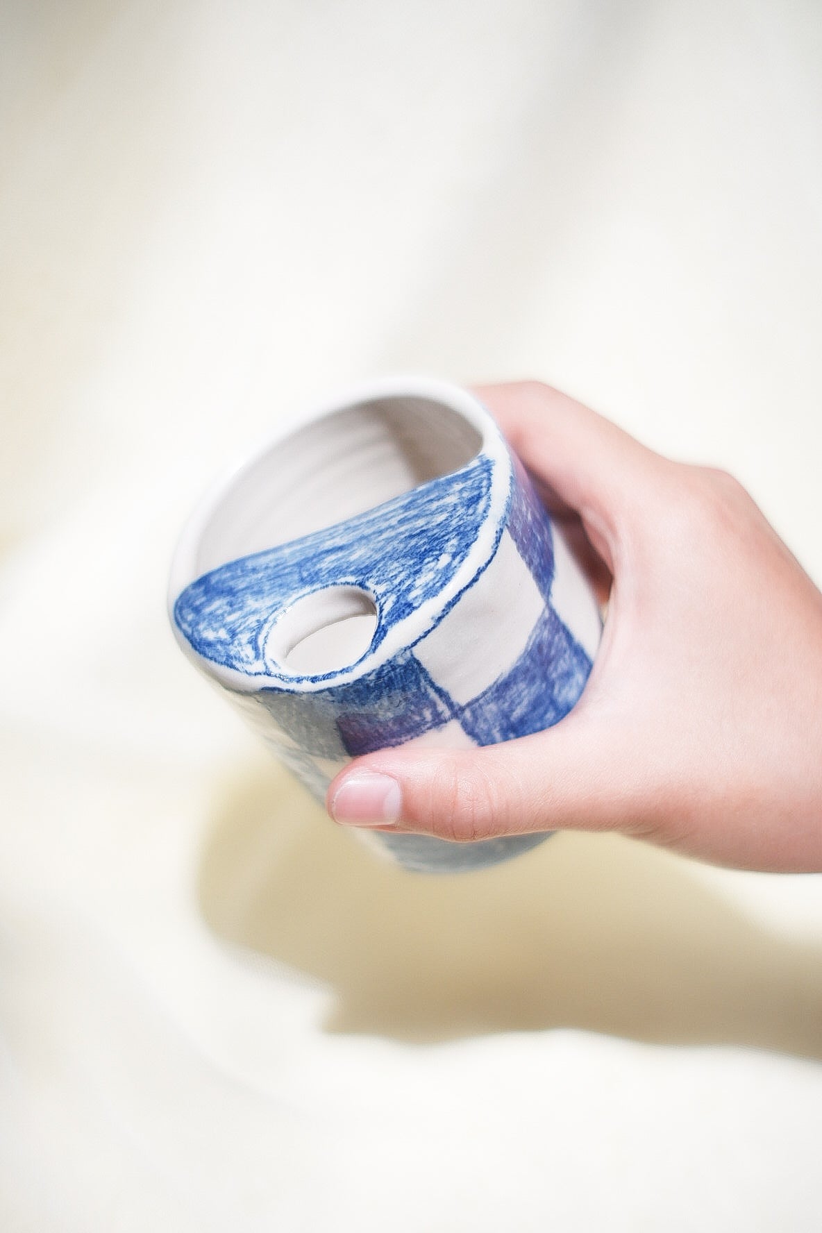 Blue checkered sippy tumbler