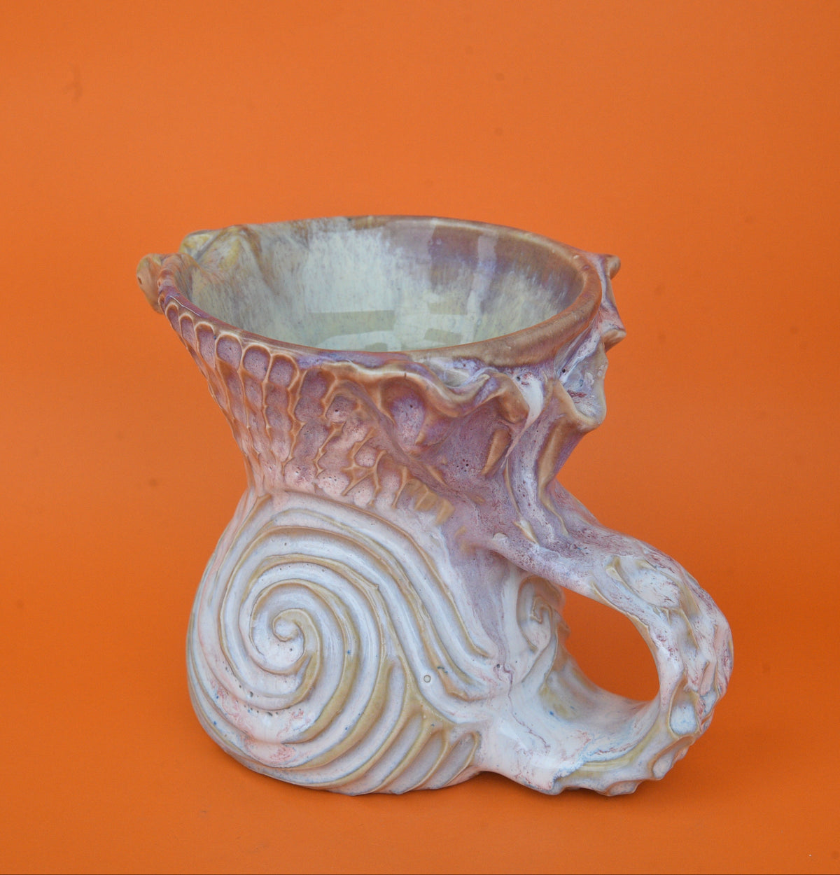 Mermaid Pitcher 04 (Light blue spiral carvings)