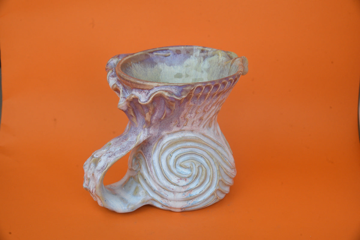 Mermaid Pitcher 04 (Light blue spiral carvings)