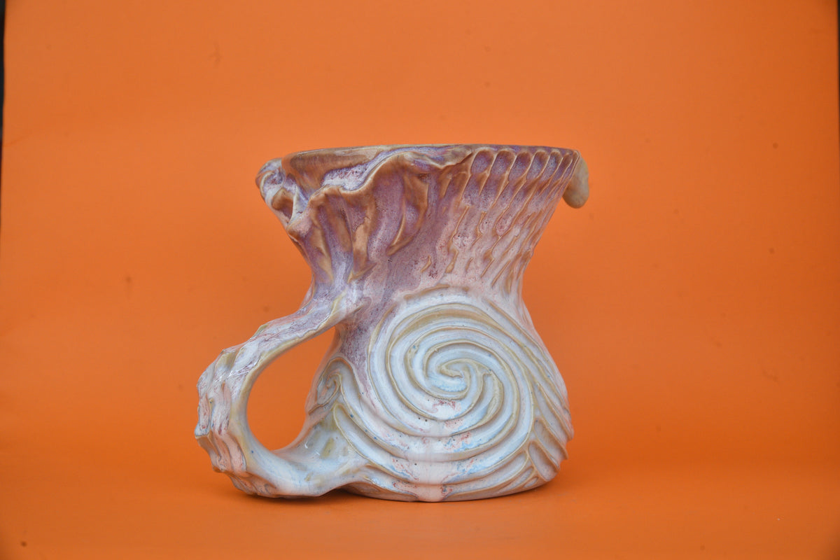 Mermaid Pitcher 04 (Light blue spiral carvings)