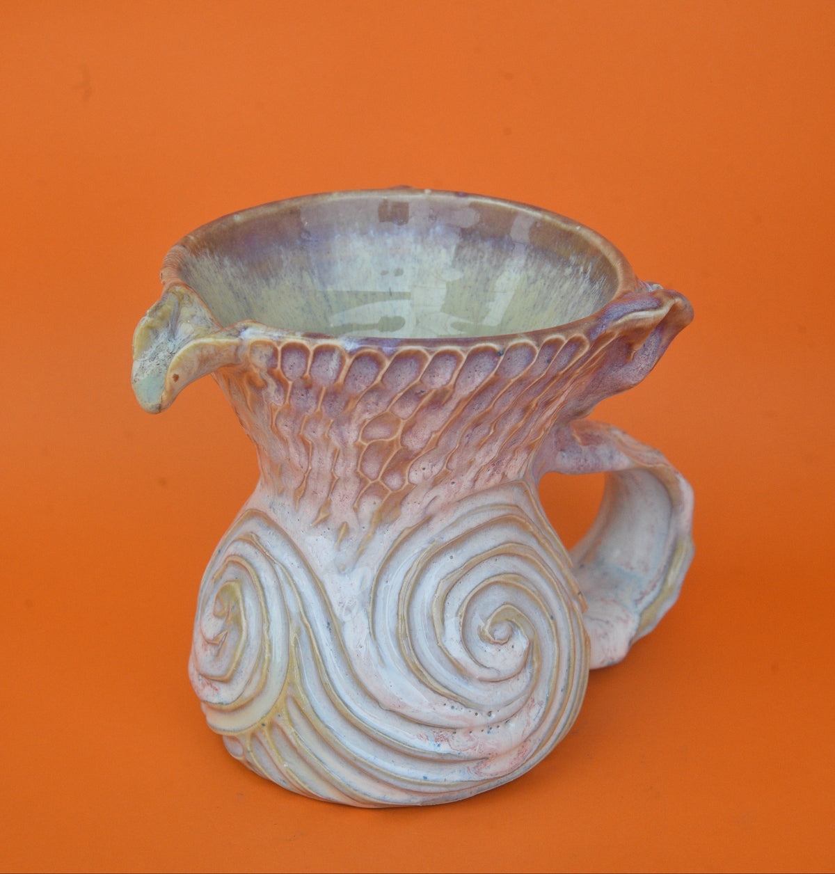 Mermaid Pitcher 04 (Light blue spiral carvings)