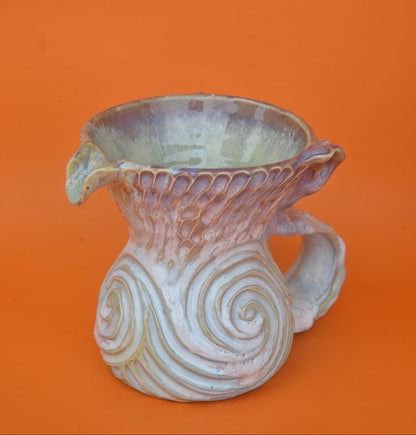 Mermaid Pitcher 04 (Light blue spiral carvings)