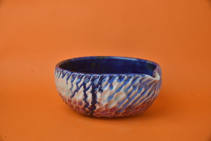 Matcha Bowl 11 (White & Blue Drips)