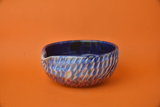 Matcha Bowl 11 (White & Blue Drips)