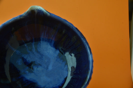 Matcha Bowl 11 (White & Blue Drips)