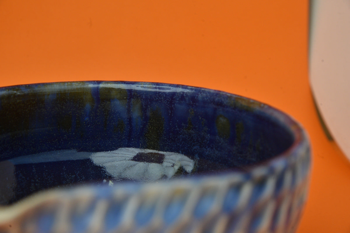 Matcha Bowl 11 (White & Blue Drips)