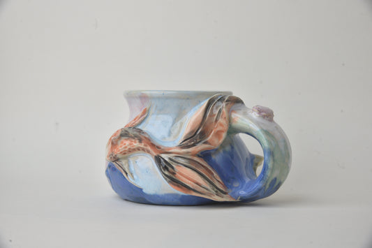Koi Fish in Cobalt blue & Pink Pastels 01