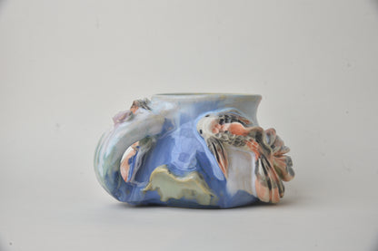 Koi Fish in Cobalt blue & Pink Pastels 01
