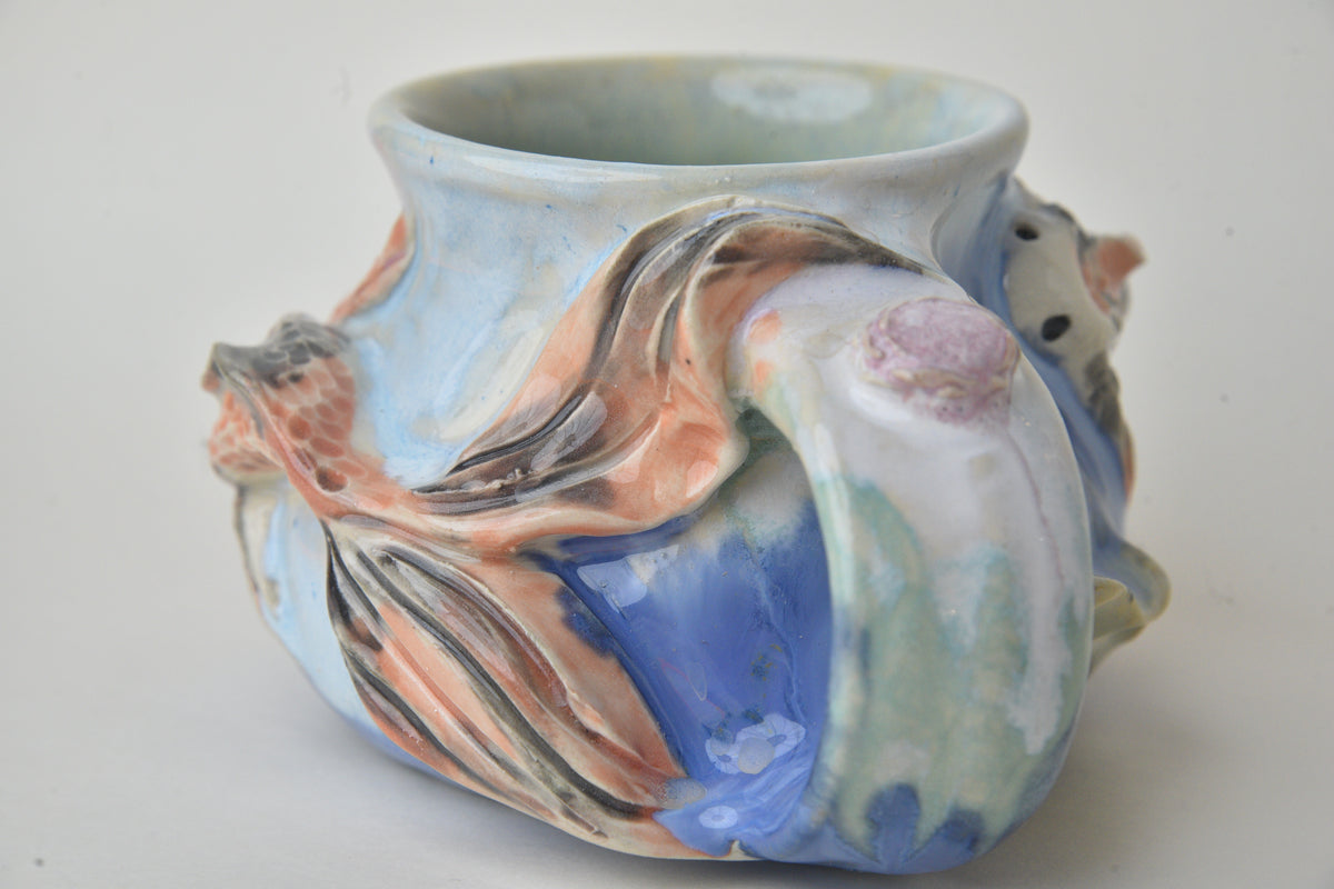 Koi Fish in Cobalt blue & Pink Pastels 01