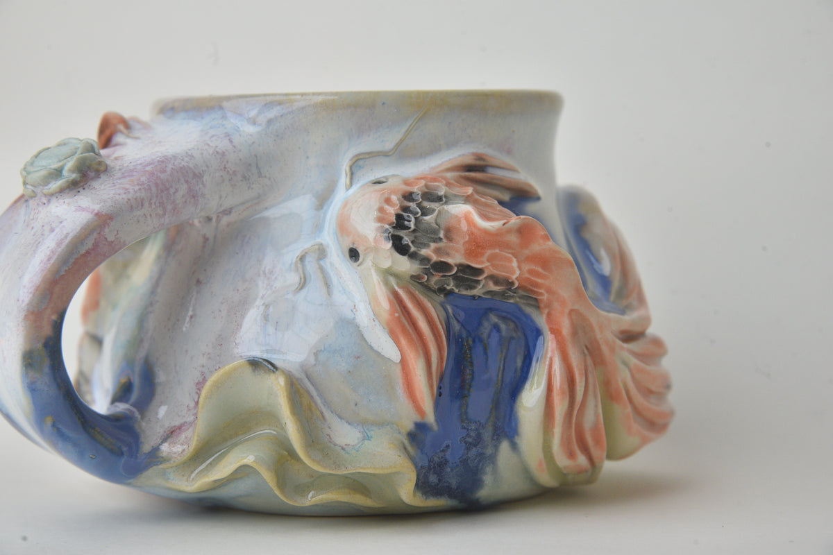 Koi Fish in Daisy blue & Pink Pastels 02