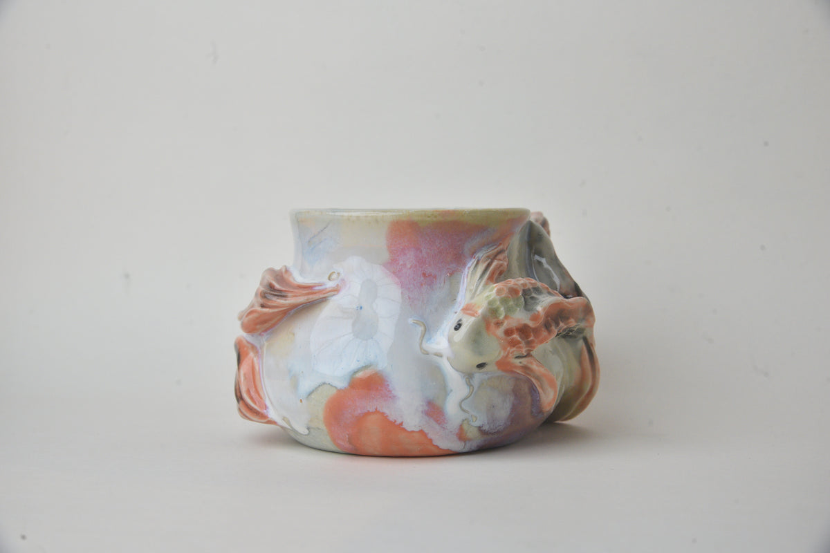 Koi Fish in Light Jade & Rose Pink Pastels 05