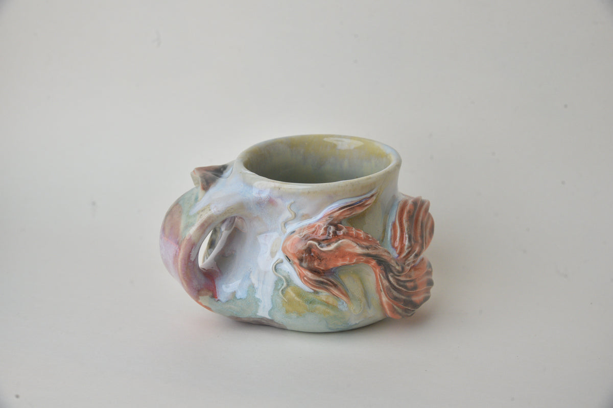 Koi Fish in Light Jade & Rose Pink Pastels 05