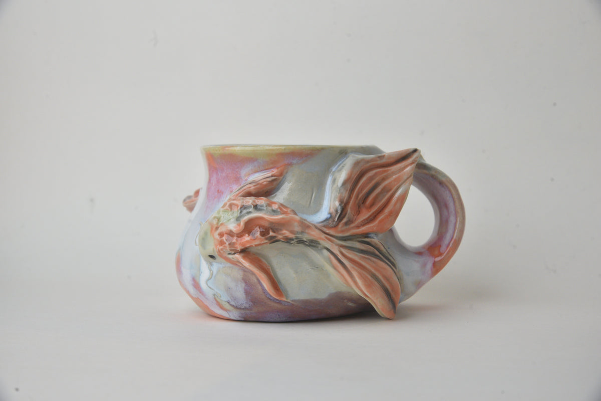 Koi Fish in Light Jade & Rose Pink Pastels 05