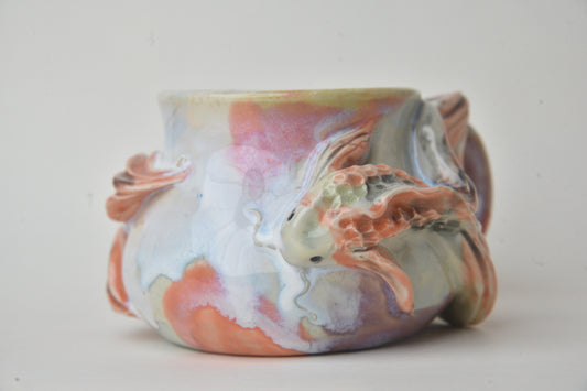 Koi Fish in Light Jade & Rose Pink Pastels 05