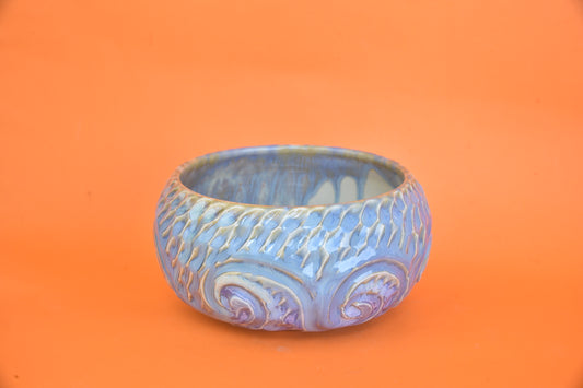 Matcha Bowl 02 (Carved Periwinkle Blue)