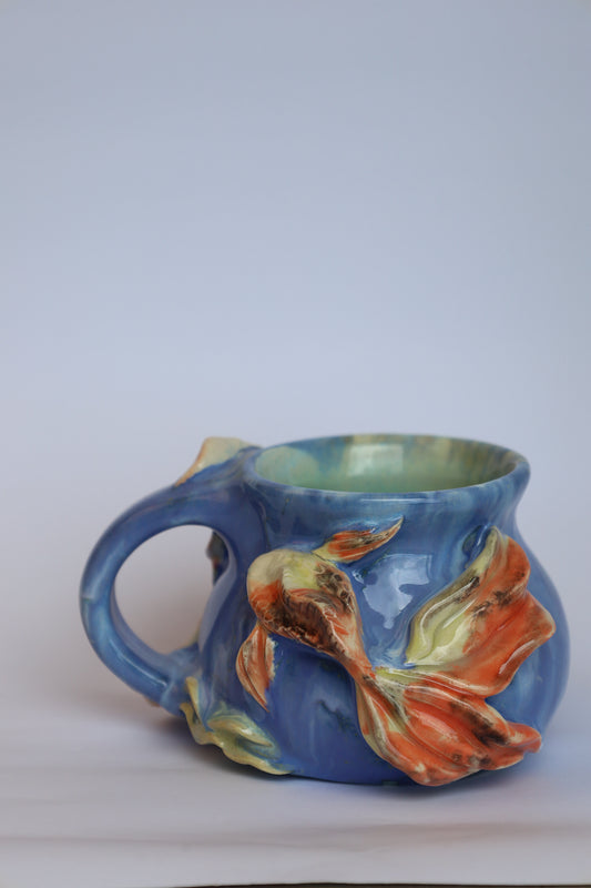 Koi Fish in Cobalt & Light Jade (Discounted, eyes of one of the koi was covered in glaze)