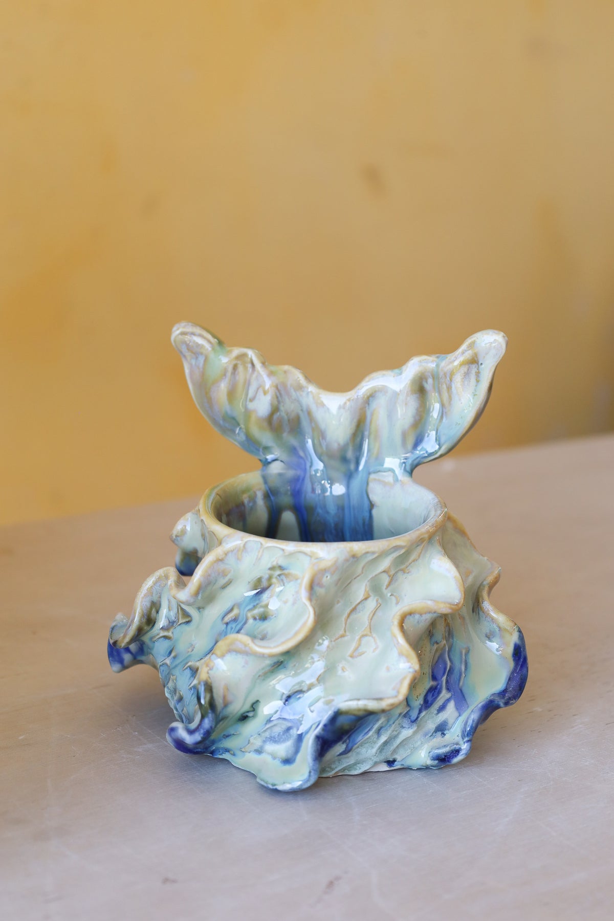 Mermug 14  (Light Jade, Teal and Cobalt Crystals)