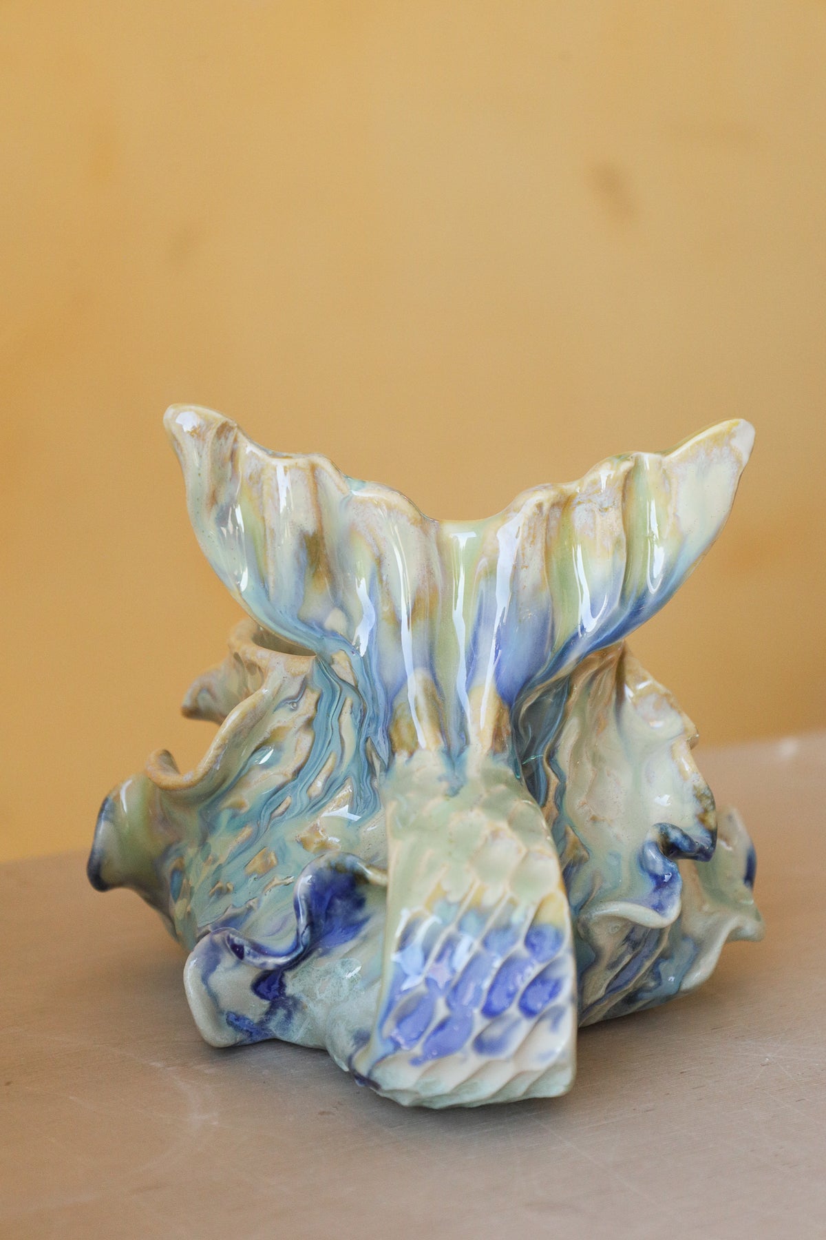 Mermug 14  (Light Jade, Teal and Cobalt Crystals)