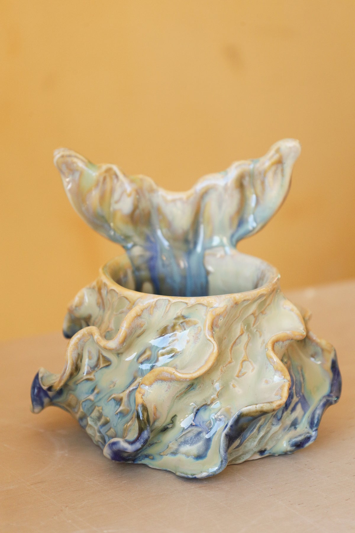 Mermug 14  (Light Jade, Teal and Cobalt Crystals)