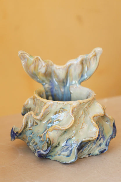 Mermug 14  (Light Jade, Teal and Cobalt Crystals)