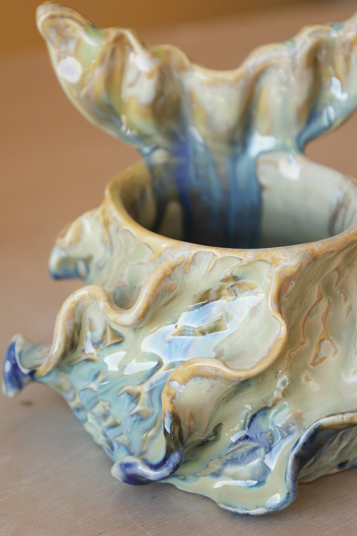Mermug 14  (Light Jade, Teal and Cobalt Crystals)