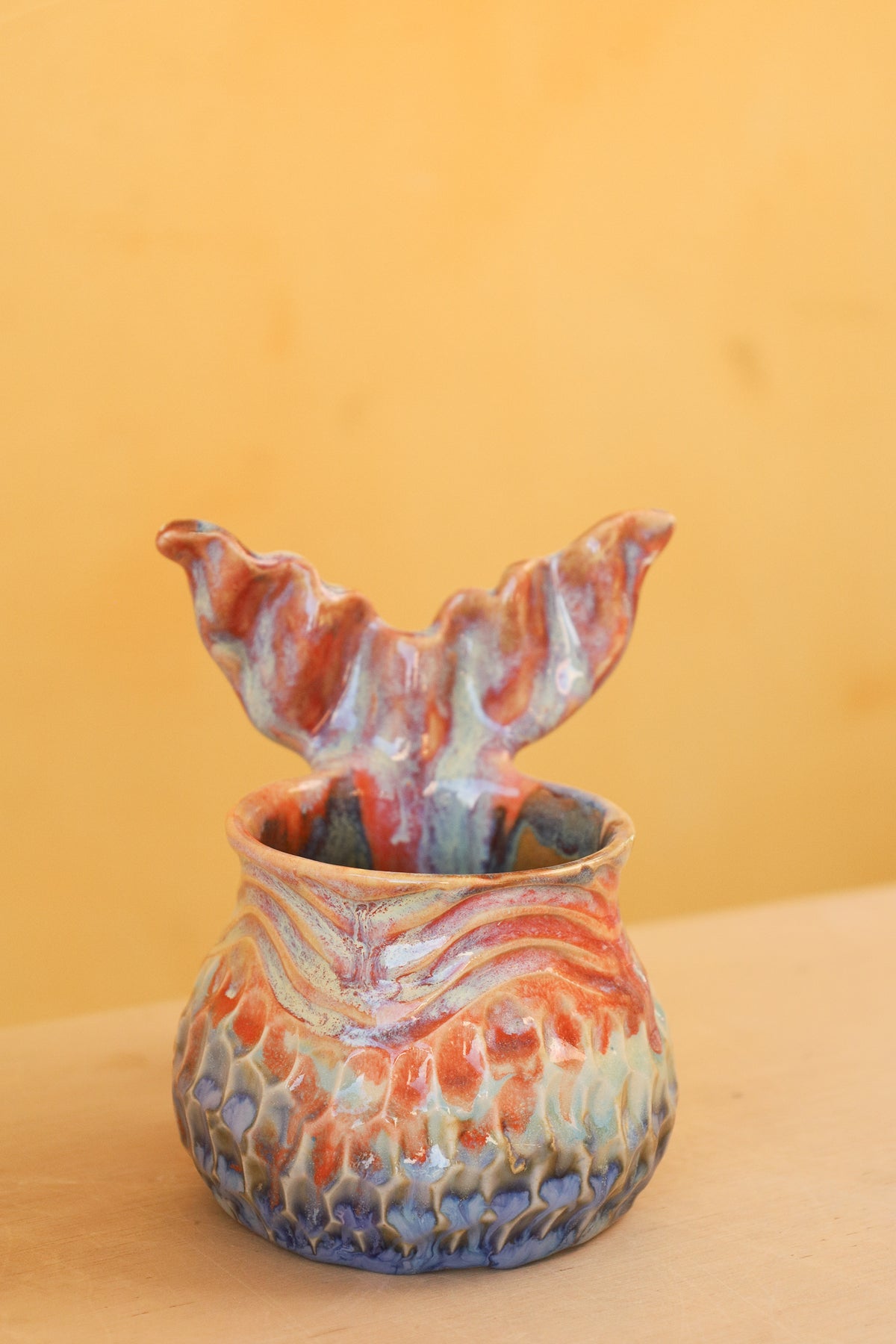 Mermug 08 (Sunset orange & Drippy blues) *Fave*