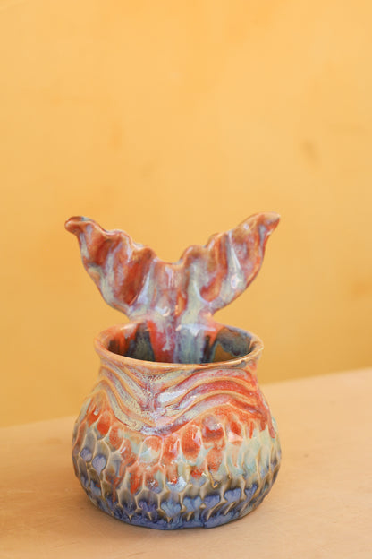 Mermug 08 (Sunset orange & Drippy blues) *Fave*