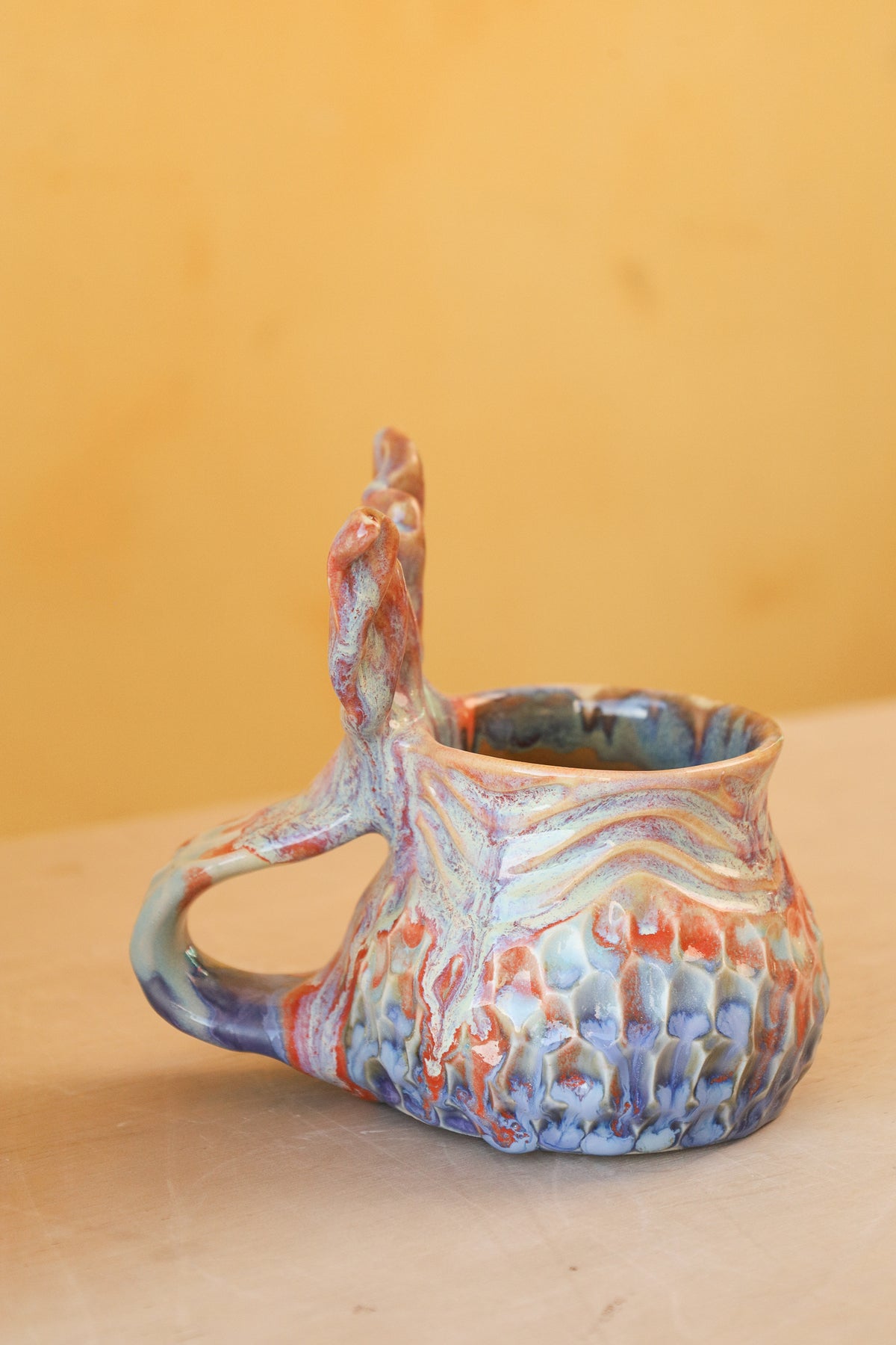Mermug 08 (Sunset orange & Drippy blues) *Fave*
