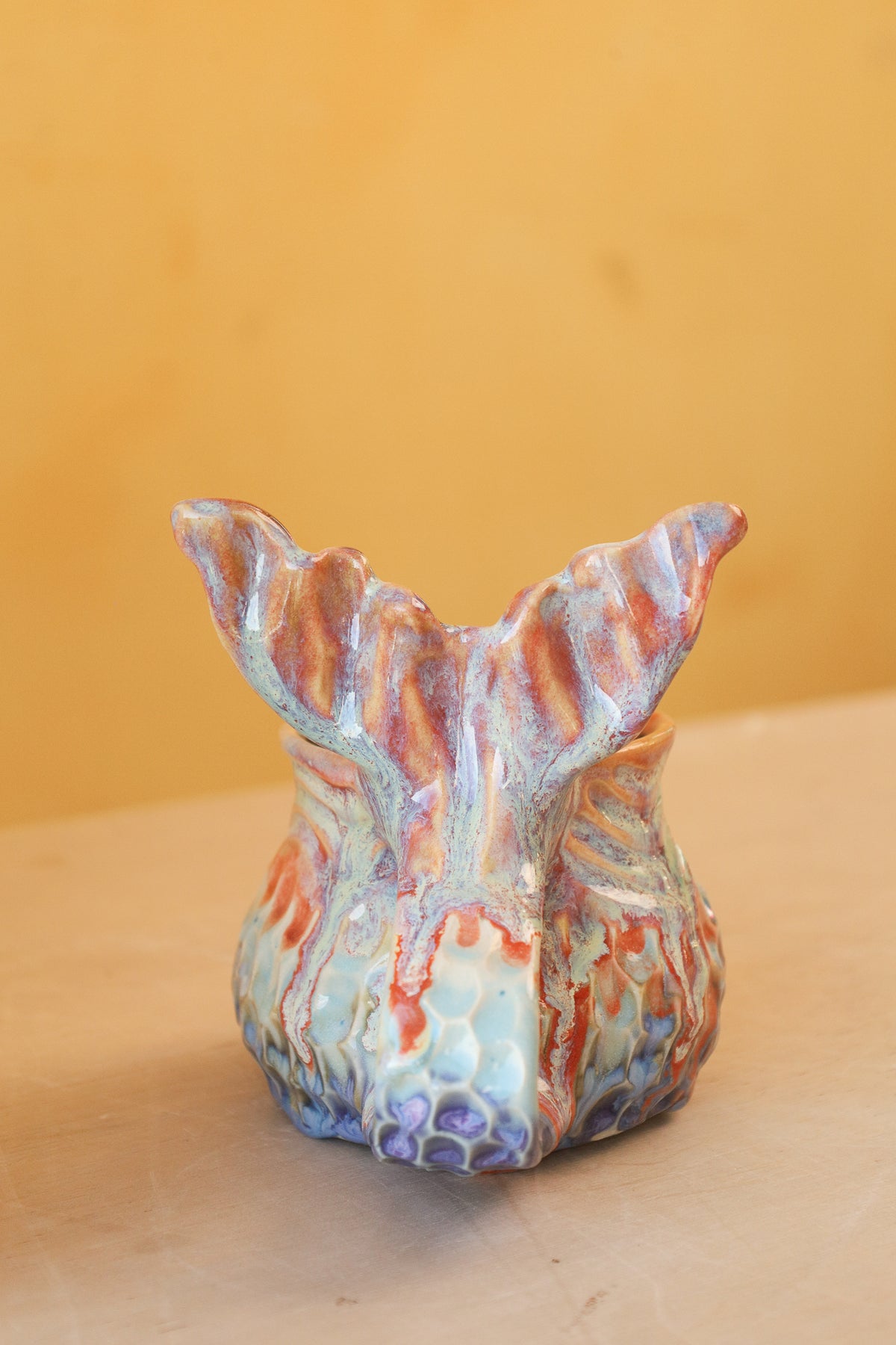 Mermug 08 (Sunset orange & Drippy blues) *Fave*