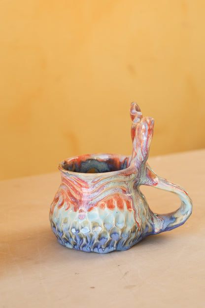 Mermug 08 (Sunset orange & Drippy blues) *Fave*