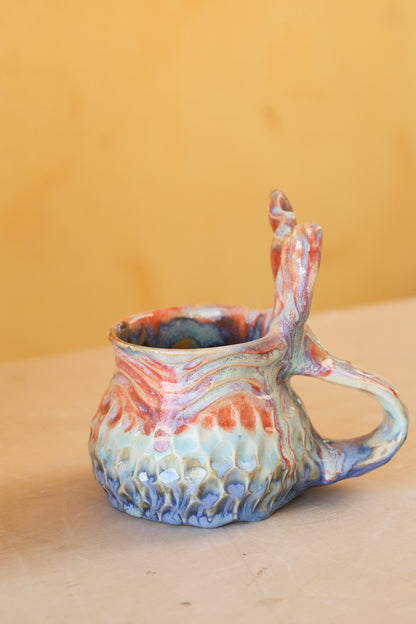 Mermug 08 (Sunset orange & Drippy blues) *Fave*