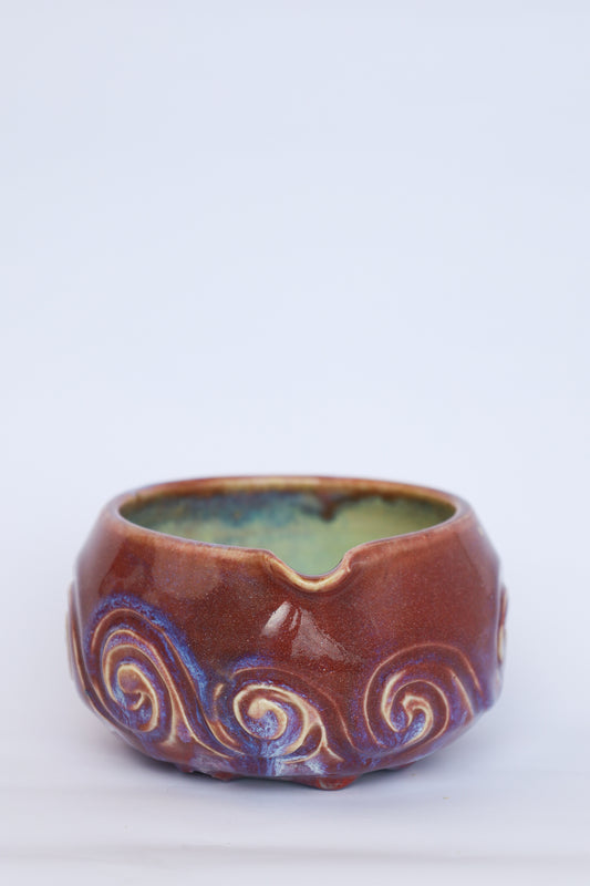 Matcha Bowl 20 (Carved burgundy bowl)