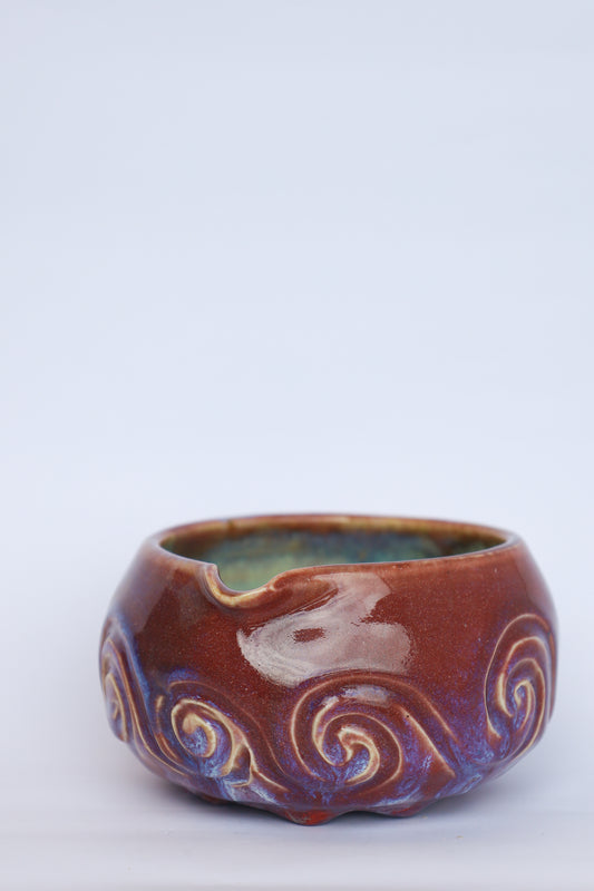 Matcha Bowl 20 (Carved burgundy bowl)