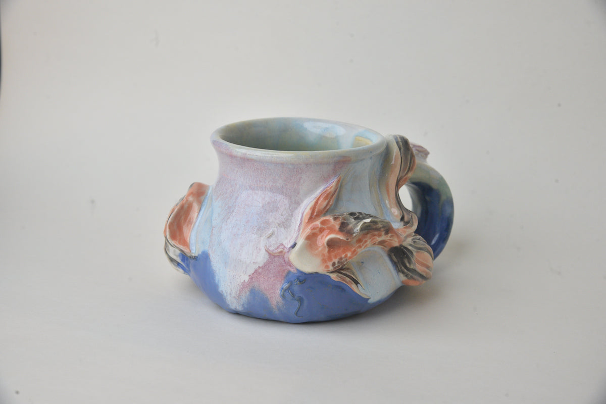 Koi Fish in Cobalt blue & Pink Pastels 01